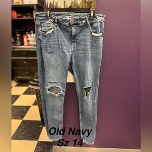 Old Navy Women's Light Blue Ripped Skinny Jeans